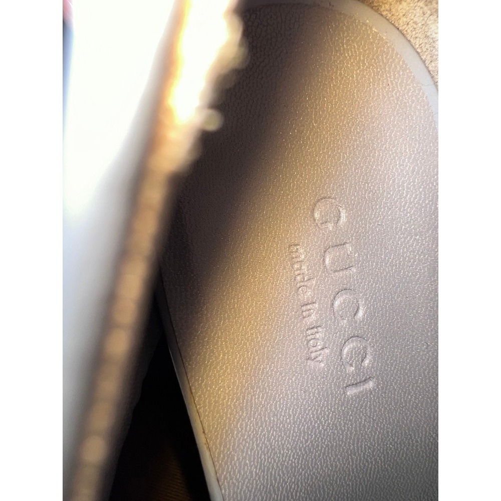 Gucci Grey Leather Wood Platform Wedge Peep Toe Sandals 234867 Size 34.5 - Picture 6 of 6